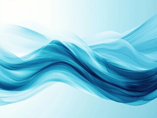Fototapeta premium Abstract Flowing Blue Wave on White Background