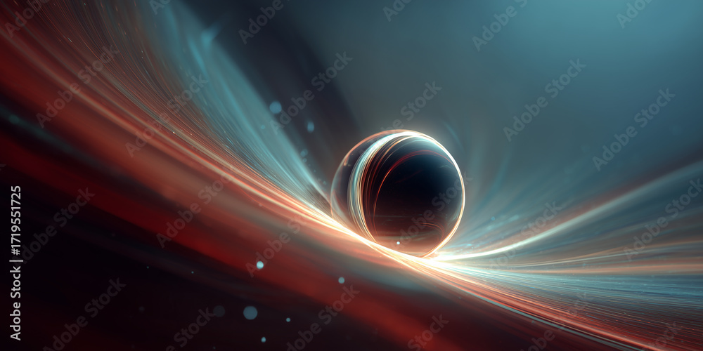 Wall mural glowing planet with rings floating in abstract cosmic background