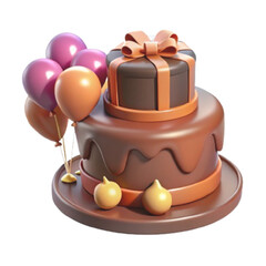 birthday cake with candles and balloons