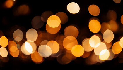 Bright Round Blurry Lights Are Chaotically Located Below Black Background