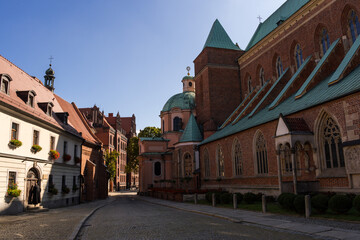 Obraz premium Historic streets in Wrocław on Ostrów Tumski