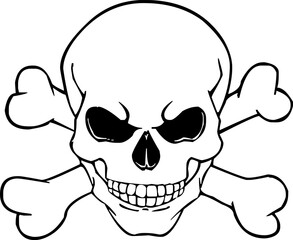 Skull and Crossbones Vector Silhouette Emblem