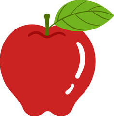 cute whole ripe red apple fruit vector cartoon illustration