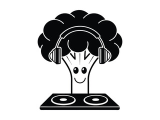 broccoli were headphone cartoon silhouette
