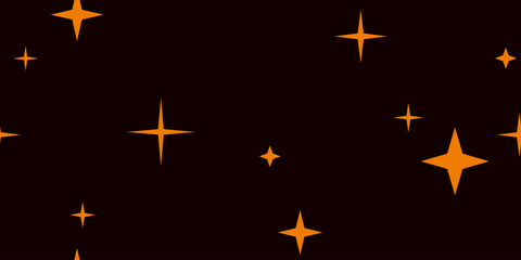Orange stars on dark black background pattern