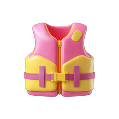 Pink and yellow life vest