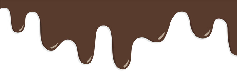Chocolate melted dripping on white background.