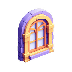 3D stylized arch window, pastel colors