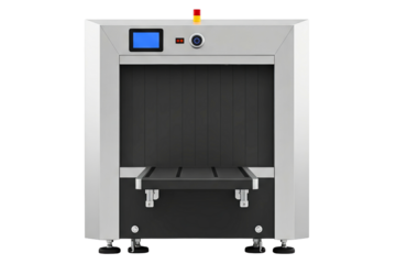 Airport security X-ray baggage scanner for luggage inspection isolated on a transparent background