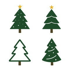 various christmas tree silhouette on the white background. Vector illustration