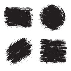 Black Grunge Brush Stroke Shapes | Abstract Paint Texture Elements for Design and Backgrounds