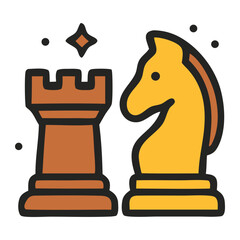  chess game Icon, Filled Line style icon vector illustration, Suitable for website, mobile app, print, presentation, infographic and any other project.
