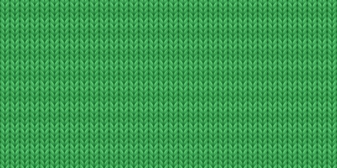 Winter seamless pattern of green wool knitting, Christmas sweater texture. Abstract background of warm knitwear cloth fabric for traditional Christmas design, vector illustration