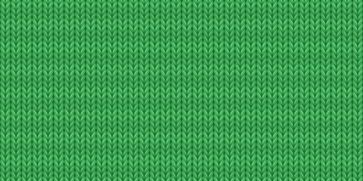 Fototapeta Winter seamless pattern of green wool knitting, Christmas sweater texture. Abstract background of warm knitwear cloth fabric for traditional Christmas design, vector illustration