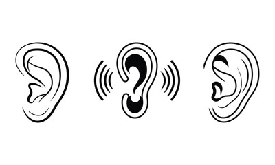 Outline of a human ear silhouette vector