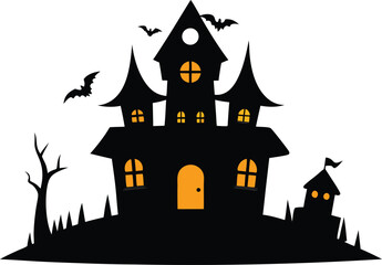 Halloween house vector art illustration