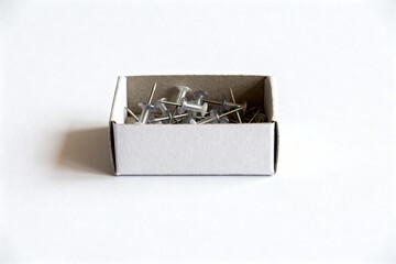 Push Pin Box Isolated on White Background &ndash; Office and Stationery Supplies Image for Design Projects

