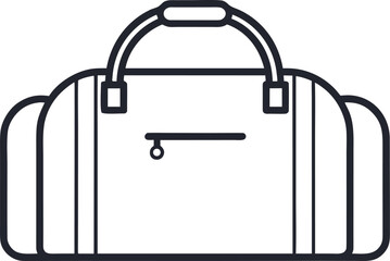 Outline illustration of a stylish duffel bag designed for travel and sports activities white background
