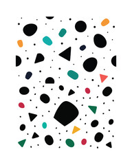 Black Terrazzo Texture with Colorful Mosaic Stones and Granite Finish