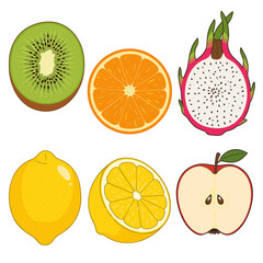 Vibrant Collection of Fresh Fruit Slices and Whole Fruits
