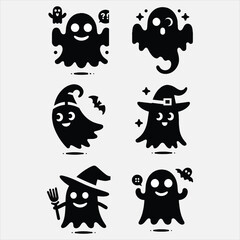 Obraz premium Spooky halloween ghost characters set delightful cartoon spirits for festive decorations