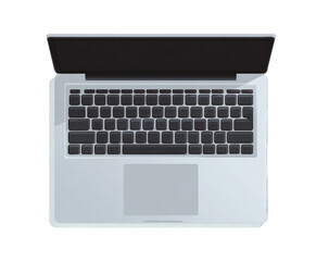 Open laptop, top view, flat design