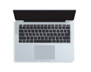 Open laptop, top view, flat design