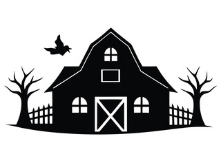 haunted barn silhouette icon design on white background