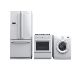White refrigerator, stove, and washing machine (1)