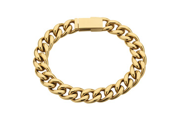 Obraz premium Elegant gold cubano link bracelet fine jewelry piece for men and women isolated on transparent background