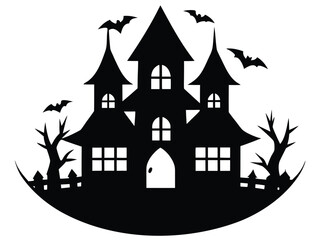 haunted mansion silhouette icon design on white background