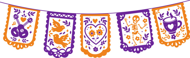 garland of flags Day of the Dead decorative papel picado flag