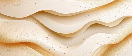 Abstract golden background with white and beige luxury glitter shapes. Golden lines luxury on cream color background. Gold elegant realistic paper cut style 3d. A flat illustration of an abstract gold