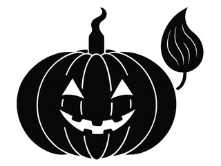pumpkin with candle silhouette icon design on white background