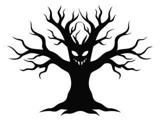 scary tree silhouette icon design on white background
