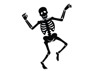 skeleton dancing silhouette icon design on white background