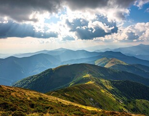 Fototapeta premium Majestic Mountain Range Under Dramatic Sky