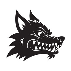 Angry tribal wolf head mascot tattoo illustration