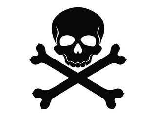 skull and bones silhouette icon design on white background