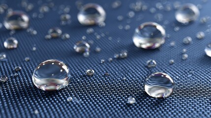 Closeup water droplets on spunbond nonwoven fabric Waterproof surface supports cooling and heat reflection Vector 3D