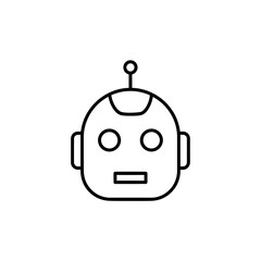 Obraz premium Simple line drawing of a robot head with antenna minimalist design for technology and artificial intelligence concepts on transparent background