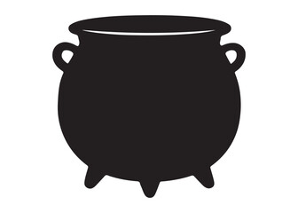 cauldron logo silhouette vector, witch cauldron with bubbles vector illustration, halloween witch cauldron silhouette vector, cauldron with boiling magic logo silhouettes vector on white background