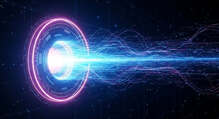 Obraz premium Futuristic Teleportation or Quantum Computing Concept