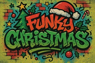 Vibrant funky Christmas illustration
