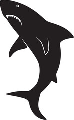 Shark black and white silhouette vector illustration