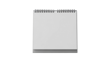 Blank desk calendar with spiral binding isolated on transparent background