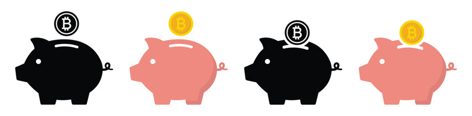 Piggy bank bitcoin money icon, vector illustration