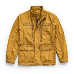 Mustard Yellow Utility Jacket on White Background