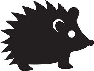 Hedgehog animal black and white silhouette vector illustration