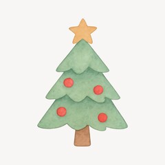Whimsical watercolor Christmas tree illustration.